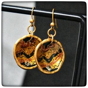 Elegant Gold and Black Dangle Earrings